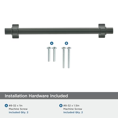 Image of Amerock | Cabinet Pull | Matte Black | 6-5 /16 inch (160 mm) Center to Center | Davenport | 1 Pack | Drawer Pull | Drawer Handle | Cabinet Hardware