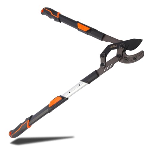 AIRAJ Tijeras de Podar Telescópicas 68-88cm, Tijeras Podar Retráctil Cuchillas 55C Recubiertas de óxido/Mango Antideslizante,Puede Podar Ramas Gruesas de Hasta 5.5cm,Tijeras Podar Ideal Jardinería.