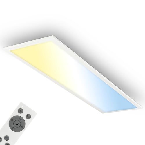 BRILONER - Badlampe 100 cm mit Fernbedienung, dimmbar, warm-kaltweiß, LED Panel, IP44 Spritzwasserschutz, LED Deckenlampe, Werkstatt Deckenleuchte, Keller, Schlafzimmerlampe, 100x25x6 cm, Weiß BRILONER - Badlampe 100 cm mit Fernbedienung, dimmbar, warm-kaltweiß, LED Panel, IP44 Spritzwasserschutz, LED Deckenlampe, Werkstatt Deckenleuchte, Keller, Schlafzimmerlampe, 100x25x6 cm, Weiß
