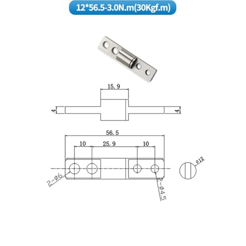 Charnière de type I 12x56.5 avec couple de friction précis de 3N.m - 3