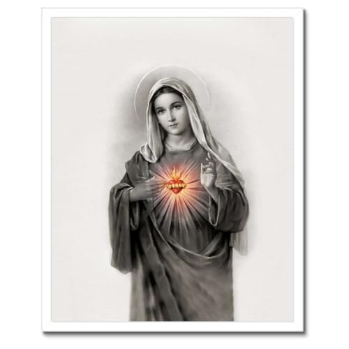Poster Marie la Mère de Dieu sous cadre noir de qualité