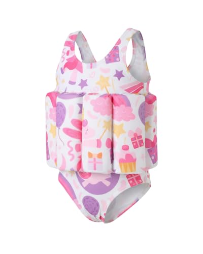 DivingBirds Toddler Girls Floatie Swimsuit Sleeveless One Piece Float Suit for Baby Girls Pool Beach Unicorn Print 1-2 Years