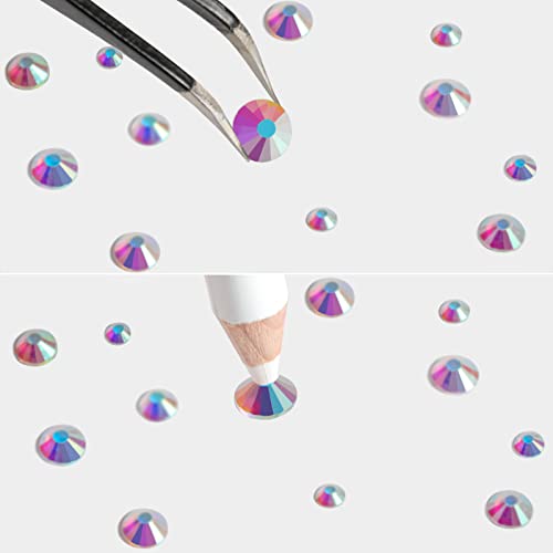 Image of Beadsland Rhinestones for Makeup,8 Sizes 2500pcs Crystal Flatback Rhinestones Face Gems for Nails Crafts with Tweezers and Wax Pencil,Transparent AB,SS4-SS30