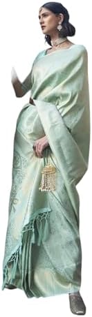 Glamora Women's Jacquard Banarasi Silk Saree with Unstitched Blou...