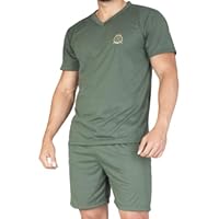 Pijama Masculino Adulto Confortável e macio Pijama Manga Curta e Short para Dormir (BR, Alfa, GG, Regular, Regular, VERDE)