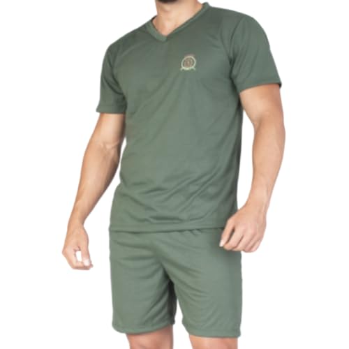 Pijama Masculino Adulto de Verão Confortável para dormir Cirurgico Manga Curta E Short (BR, Alfa, GG, Regular, Regular, VERDE)