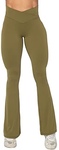 Image of Sunzel Flare Leggings, Crossover Yoga Pants with Tummy Control, High-Waisted and Wide Leg