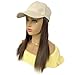 VAVANGA 14inch Beige Baseball Cap with Hair Extensions, Straight Hat Wig Short Bob Hair Summer Hat with Short Wig Blonde Highlight Color for Women (#106, 14