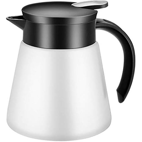 Goeielewe Thermal Coffee Carafe Tea Pot 20 Oz Stainless Steel Insulation Pot Double Wall Vacuum Insulated Coffee Water & Beverage Dispenser (White) Cover