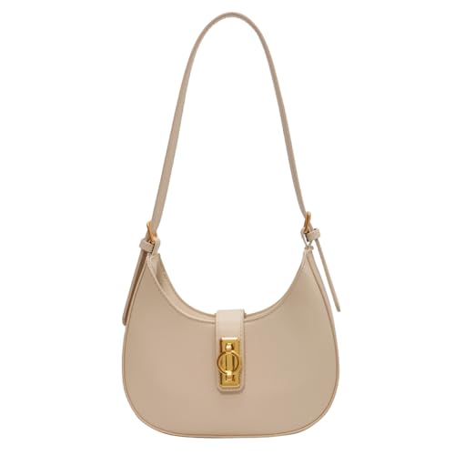 Crescent Shoulder Bag for Women with Zipper Closure Underarm Purse PU Leather Adjustable Strap Crossbody Bag Solid H