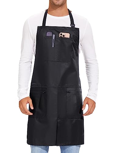 izzycka Barber Apron,Hair Stylist Apron with Zipper Pockets - Salon Aprons Pu Waterproof Protective...