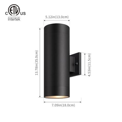Image of mirrea 14 inch Modern Outdoor Porch Light in 2 Lights, Matte Black, 2 Pack