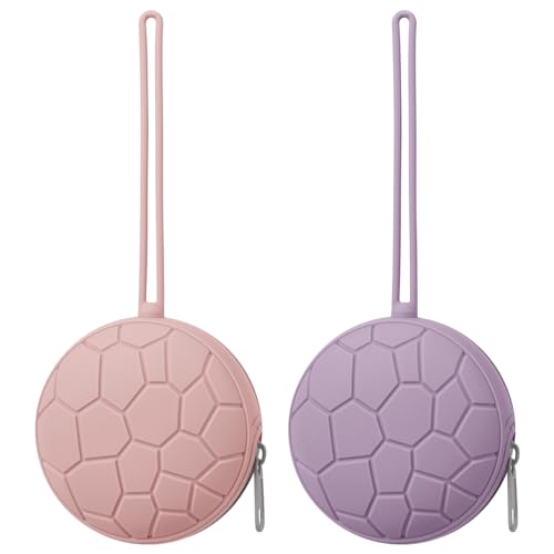 Image of Nothomme Silicone Pacifier Holder Case, BPA-Free Newborn Baby Silicone Pacifier Holder for Boys & Girls (Soft Lilac/Blush)