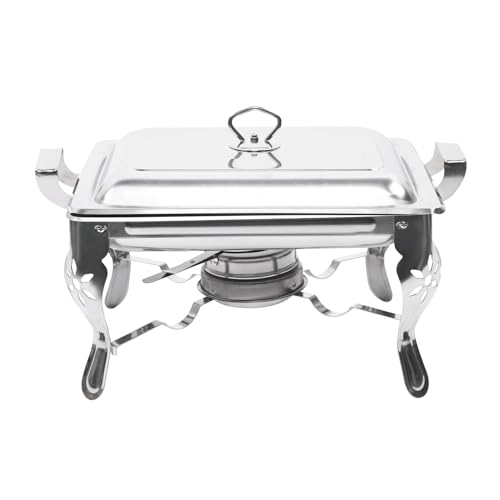 TFIANYNI Edelstahl Chafing Dish Buffet Set 40x27x25cm, 6L Rechteck Buffetwärmer Speisewärmer Mit Deckel, Nahrungsmittelpfannen Und Brennstoff Halter, Für Catering Parteien