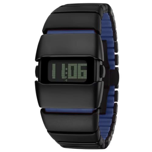 Image of WiseWalker Unisex GenZ Luxury Style Digital Gold Watch Unique Band with LED Display Digital Watch | Retro Digital LED Watch Black Display Screen Modern Fashion Timepiece | Wristwatch For Men and Women