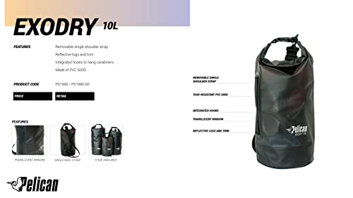 Pelican ExoDry 10L Small Drybag - Waterproof - Shoulder Strap - Thick & Lightweight - Roll Top Dry Compression - Keeps Gear Dry for Kayaking, Beach, Rafting and Fishing - Black by Pelican - Image 8