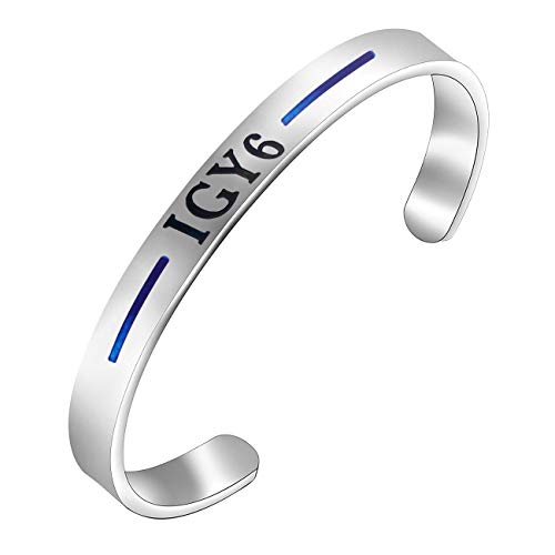 Detailed IGY6 Cuff Bracelet Thin Blue Line Bracelet Police Officer Support Gift (Cuff)