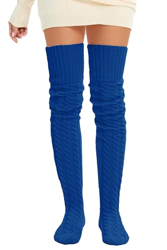 Image of Women's Thigh High Knitted Winter Boot Socks Vintage Extra Long Leg Warmer Over Knee High Stockings
