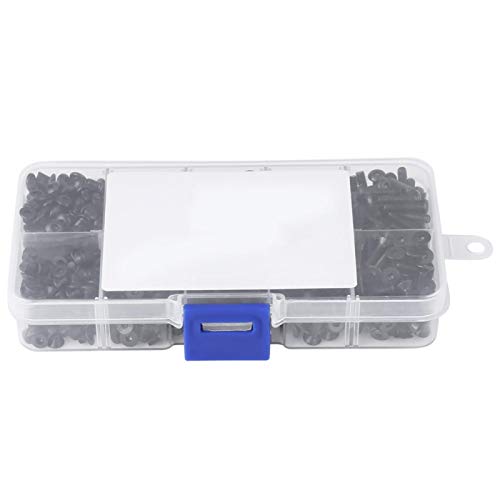 M3/M4/M6/M8/M10/M12 Black Alloy Steel Screws Flat/Button Head Hex Socket Head Cap Bolts Screws with Plastic Box (720 PCS) - Image 3