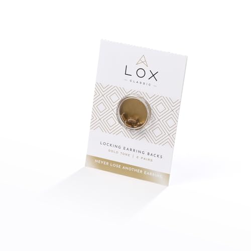 LOX Secure Locking Earring Fermoirs Boucles d'Oreilles Verrouillage pour Femme – Pour tous les clous – Attache Boucle d'Oreille Facile à Régler Hypoallergéniques Sûrs Simples – 2 paires – Doré