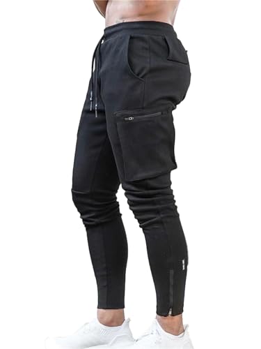 Men's Joggers Lightweight Workout Pants Ankle Zip Gym Athletic Sports Running Sweatpants with Zipper Pockets
