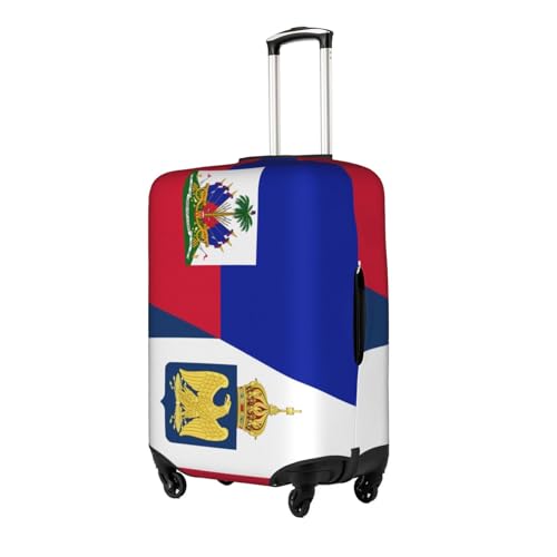 Travel Luggage Cover Half Haiti Half France Flag Fashion Washable Baggage Suitcase Protector Fit For Luggage Small2