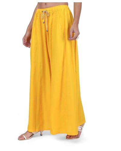 Image of TNQ Full Flared Cotton Palazzo Pants || Gold Print Printed Sharara Garara || Ethnic Or Casual Wear