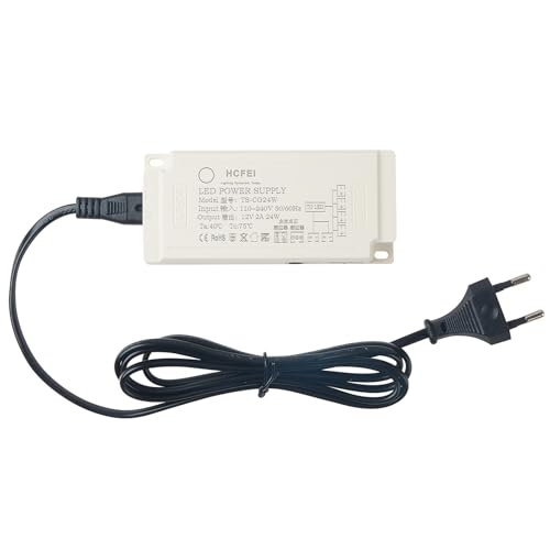 HCFEI 12V Mini-Amp, LED Treiber, Euro-Stecker, 6-fach-Verteiler, 2A 230V Auf 12V DC Schalt Niedervolttrafo, 1.5m Kabel, Konstantspannungs Netzteil für Led Lampen, Nicht Dimmbar (12V 24W)