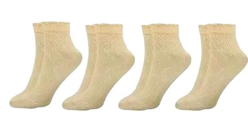 Trendy & Attractive Cotton Summer Ankle Socks | Printed Design | Soft & Breathable Fashion Socks | Beige | Pack of 5 Pairs Beige free size-picture-44