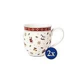 Dekorative Porzellan-Becher mit Spielzeuge-Motiv und Henkel zum Genießen von Kaffee, Festliche Motive ideal für die Weihnachtszeit
