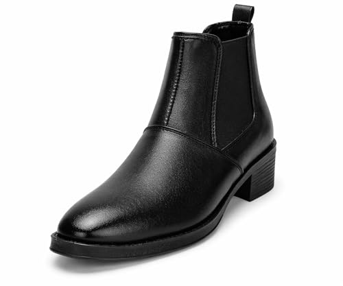 Image of Kraasa Men's Height Increasing Chelsea Boots | PU Leather Slip-On Ankle Boots | Comfortable Formal & Smart Casual Footwear