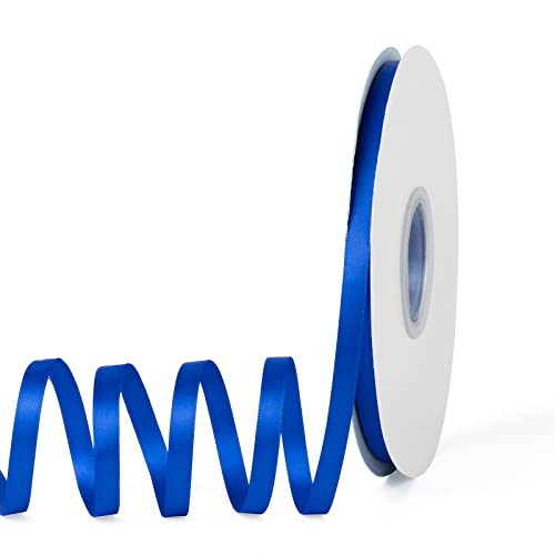 YBLANDEG Satin Ribbon Solid Color Royal Blue 1/4 inches X 50 Yards, Double Faced Polyester Fabric Ribbon for Gifts Wrapping, Wedding, Party, Hair, Crafts, Bows, DIY Decor Ornaments