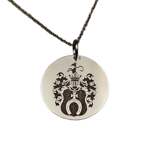 Collar de plata de ley 925 con colgante de escudo familiar de 25 mm y cadena de 45 cm