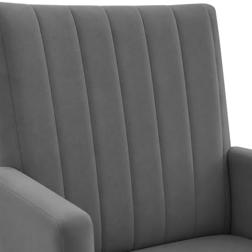 Image of Rosebell Modern Accent Chair for Living Room | Single Seater Chair with Armrests & Metal Legs | Comfortable Lounge Chair for Bedroom, Reading & Office | Grey