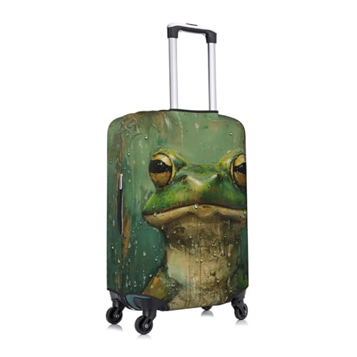 Frog and Rain Print Protective Suitcase Cover Washable Travel Luggage Protector with Concealed Zipper3