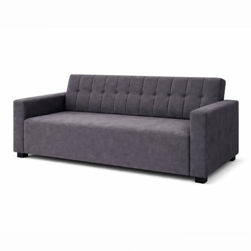 Image of FURNY Luxora 2 Seater Fabric Sofa Set (Dark Grey) with Velvet Finish | Durable Comfort | Ideal for Living Room.