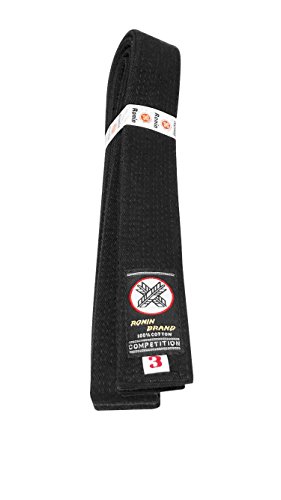 Cinto preto de algodão Ronin Deluxe para Karate, Judo, Tae Kwon Do, Aikido, Jujitsu Martial Arts, Pr