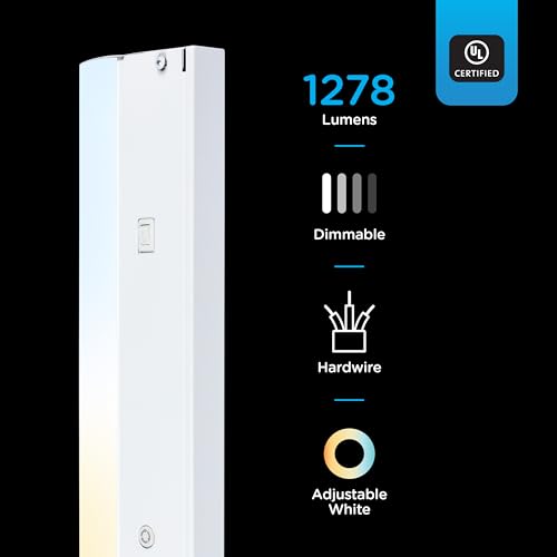 Image of Enbrighten 18 Inch Hardwired Under Cabinet Light with 5 Color Temperatures | Dimmable 1275 Lumens, Soft White to Daylight Lighting, Linkable Under Cabinet Lighting for, Kitchen ETL Listed