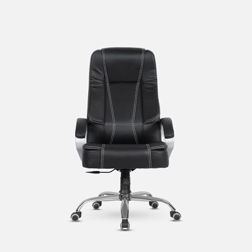 Image of activa Space High-Back Executive Office Chair| 3-Year Warranty| Adjustable Ergonomic Design, PU Leather (Black & White)