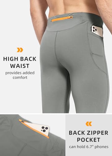 Image of baleaf Men's Winter Running Tights Thermal Cycling Pants Water Resistant Fleece Leggings Zipper Pockets Cold Weather Gear
