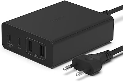 Belkin estación de carga USB GaN de 108 W, cargador USB C, concentrador de carga rápida, 2 puertos USB-C y 2 puertos USB-A para MacBook, Pro, Air, iPhone 16, 15, iPad Pro, Air, Samsung Galaxy y otros