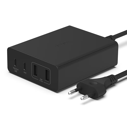 Stazione di ricarica multi dispositivo USB GaN da 108 W, hub da tavolo per ricarica rapida, 2 USB Type-C, 2 USB-A per iPhone 16, MacBook, Pro, Air, iPad Pro, Air, Samsung Galaxy, Pixel e altri