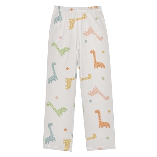 Colorful Giraffe Boys Pants Boys Athletic Pants Long Pant for Boywith Pockets Wide-Leg Size 6-14Y