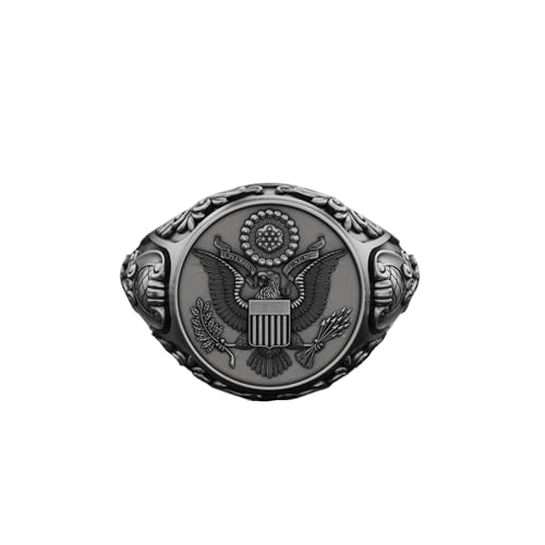 United States Army Seal Coat of Arms Silver Signet Ring Gift Daily U.S. Crest Anniversary, Graduation, Oxidized Silver Gold Plated Accessory