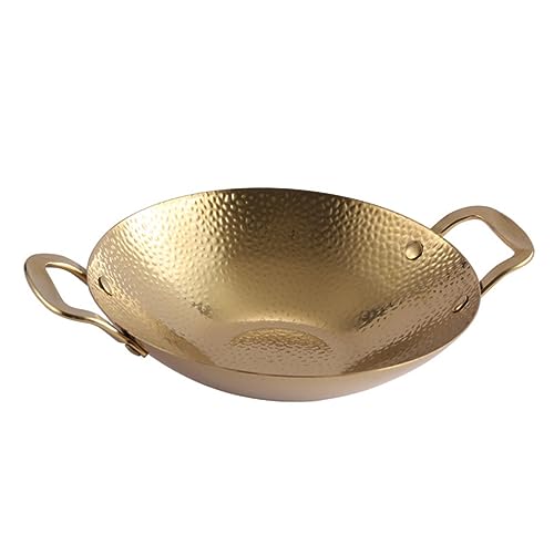 PRETYZOOM Olla Inoxidable con Doble Asas y Diseño de Martillado para Cocina Casa y Restaurantes para Hot Pot y Asados
