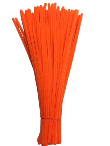 Image of 100Pcs Pipe Cleaners Craft Set | Chenille Stem Fuzzy Sticks DIY Craft Supplies for Art Projects Activities, Decorations, Flower Making, Modeling & Sculpting (Neon Orange)