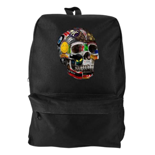 Mochila Bolsa Masculina Escolar Preta Basica Com Ziper Caveira Grafite