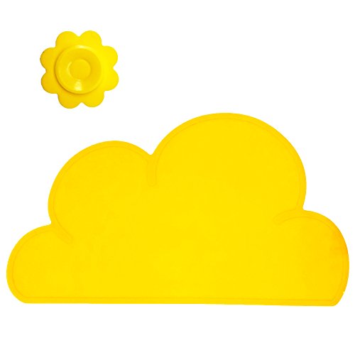 BITEYI Sets de Table en Silicone pour Enfants Nuage Forme Napperon pour Bébé Antidérapant Imperméable (Jaune)