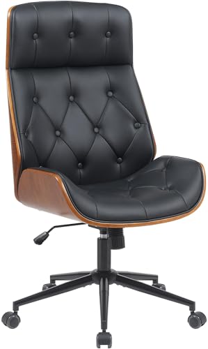 CLP Bürostuhl ergonomisch Martil, höhenverstellbar und drehbar, Kippmechanik und Armlehnen, Chefsessel in Chesterfield-Optik | Farbe schwarz