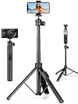 JOILCAN Tripod for iPhone, 64" Selfie Stick for iPhone with 360° Ball Head Remote & Phone Holder, Extendable Portable Phone Tripod Stand Compatible with Cellphone Android